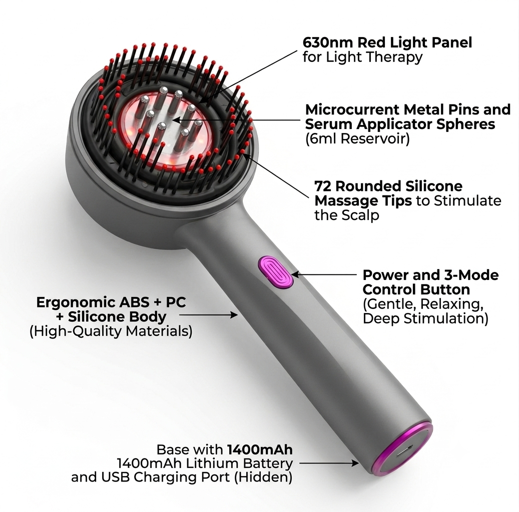 Electric Scalp Massager with Red Light Therapy